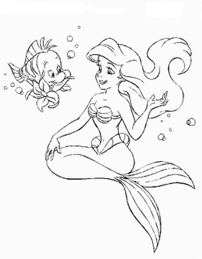 Ariel a princesa sereia da Disney, desenhos para imprimir colorir e pintar
